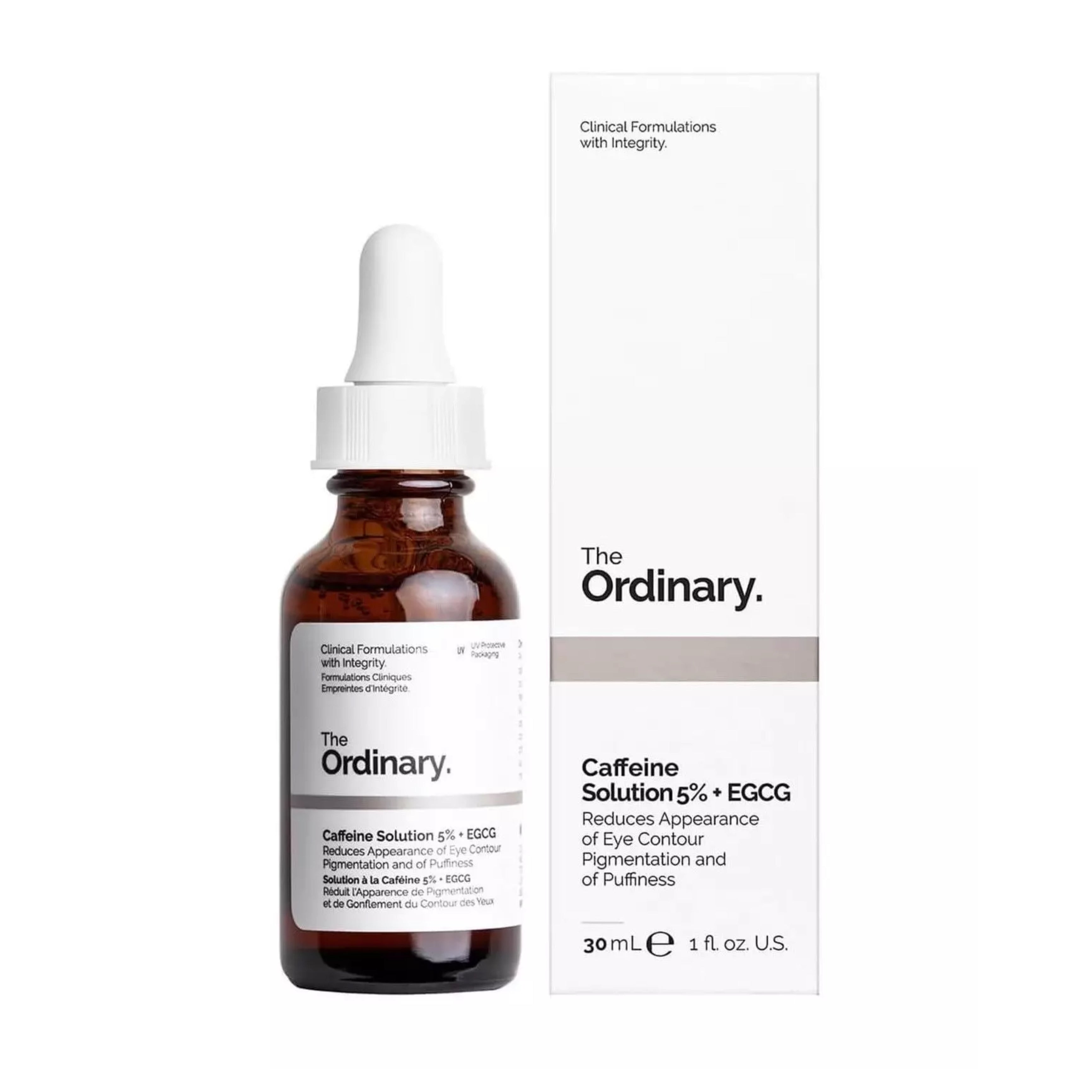 Solución de cafeína 5% + EGCG 30ml Suero Reduce la hinchazón de los ojos Ojeras Promoting debajo del brillo de los ojos