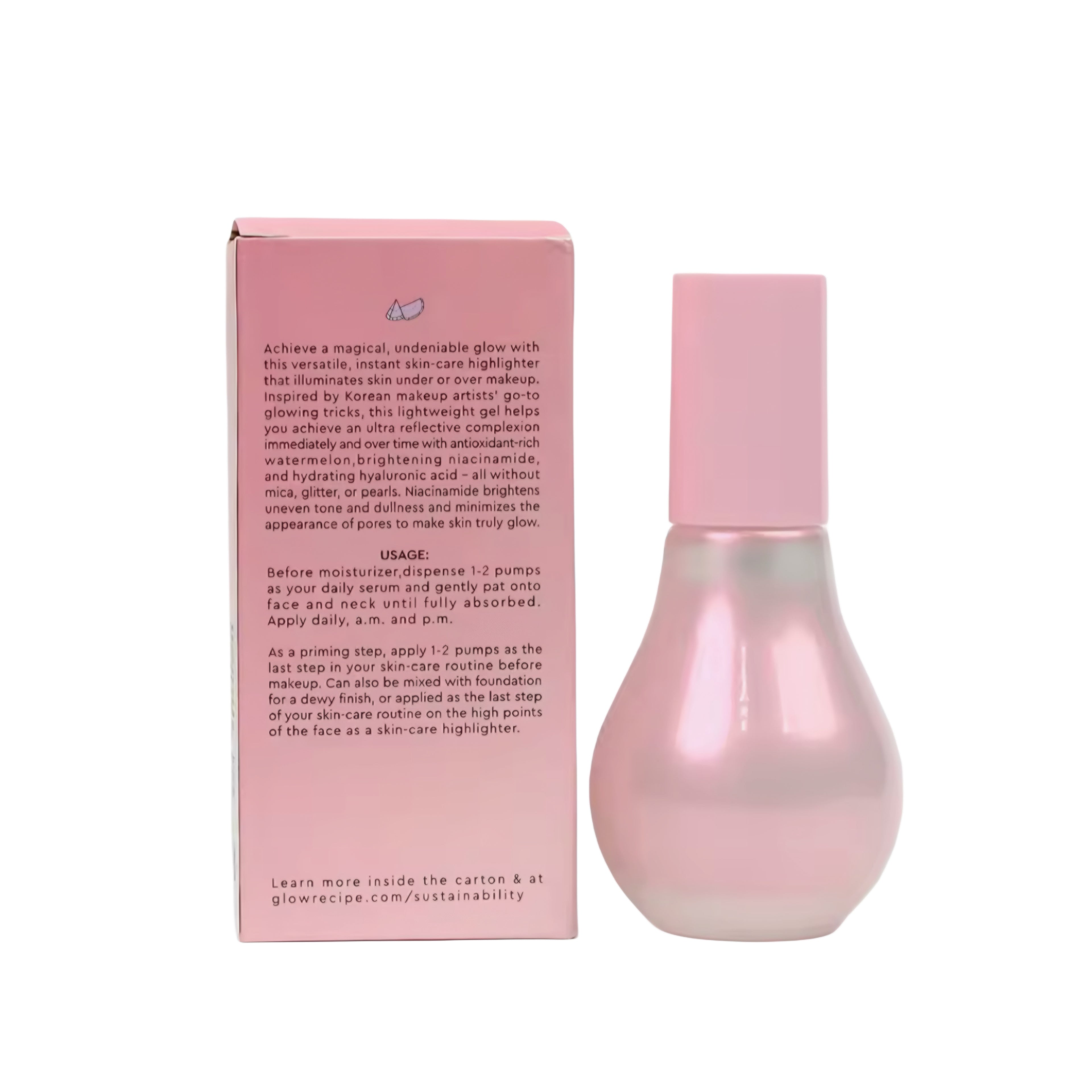 Receta brillante de sandía, gotas de rocío de niacinamida, Primer de maquillaje, minimizador de poros y suero de niacinamida para piel suave y Dewy, 40ml