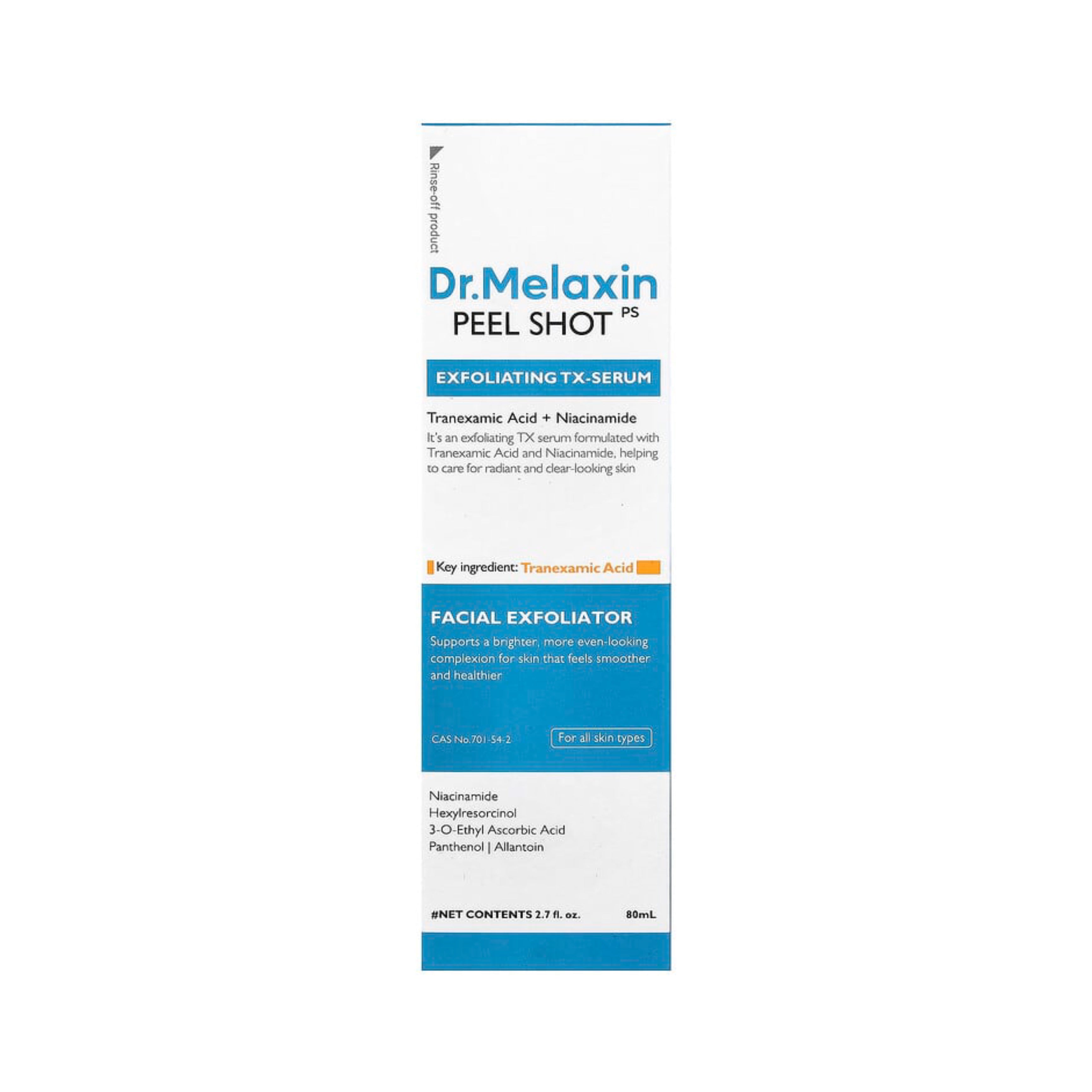Ampolla Exfoliante Tx serum de ácido tranexamic y niacinamide Dr. Melaxin Peel Shot Glow 80ml